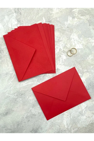 BuseDesign 50 Adet Davetiye Kartpostal Mektup Zarfı (13x18 Cm) - Kırmızı Renk ürün görseli 1