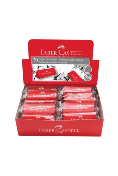 Faber Castell Faber-castell Dust-free Üçgen Kırmızı Silgi 20'li 5130187236000 ürün görseli 1