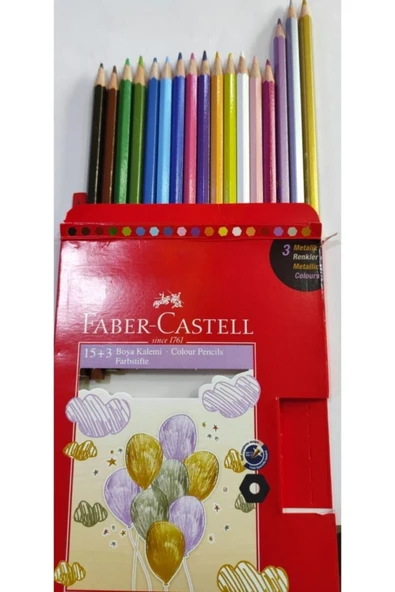 Faber Castell 15+3 Kuru Boya Kalemi Tam Boy + ( 3 Metalik Kuru Boya ) 2021 Model ürün görseli 1