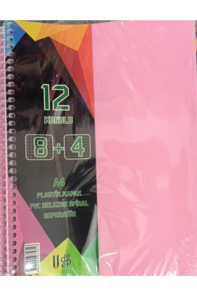 Umut U-deep A4 Büyük Boy 300 Yaprak Ayraçlı Spiralli Plastik Kapaklı 8 Kareli + 4 Çizgili Defter ürün görseli 1