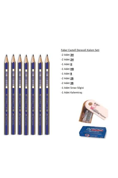 Faber Castell Resim Kalemi Faber Dereceli Kalem Seti Karakalem Seti 3h 2h Hb B 2b 3b Set ürün görseli 1