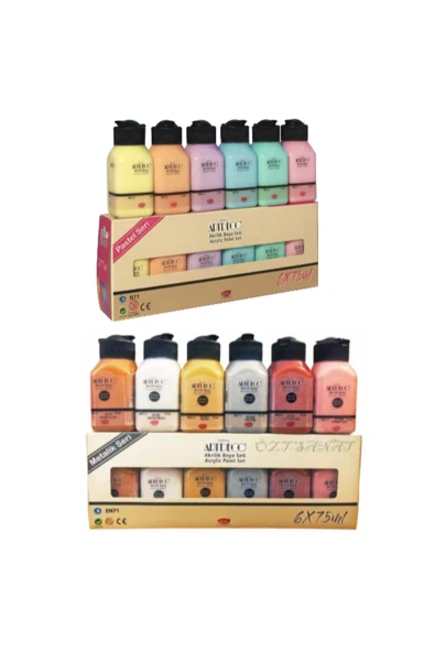 Artdeco Akrilik Boya 6x75 ml Metalik Renkler + 6x75ml Pastel Renkler Set ürün görseli 1
