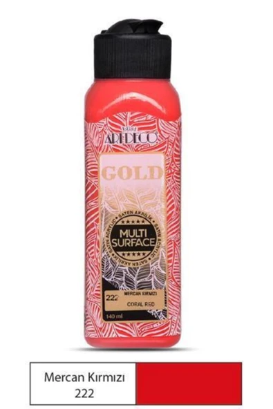 Artdeco Gold Multi Surface Akrilik Boya 140 ml. 222 MERCAN KIRMIZI ürün görseli 1
