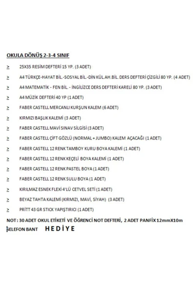 Faber Castell Okula Dönüş Ilkokul 2. Sınıf, 3. Sınıf, 4. Sınıf Kırtasiye Seti Çantasız Ful Set Yok Yok 36 Parça ürün görseli 1