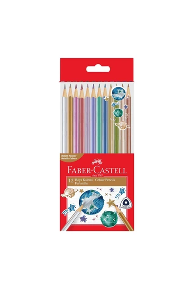 Faber Castell Faber Üçgen Boya Kalemi Metalik 12’Li ürün görseli 1