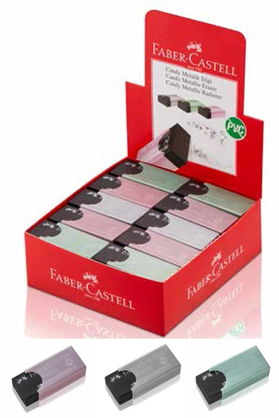 Faber Castell Candy Metalik Plastik Kılıflı Siyah Silgi 3'lü ürün görseli 1