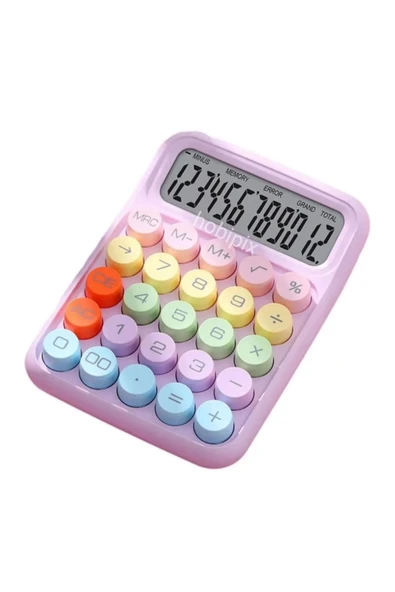 HOBİPİX 12 Haneli LCD Ekran Renkli Yuvarlak Tuşlu Hesap Makinesi ürün görseli 1