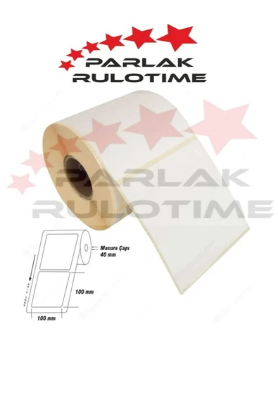 PARLAK RULOTIME 100*100 Eco Termal Barkod Kargo Ürün Etiketi 500 Sarım 40 Mm Göbek ürün görseli 1