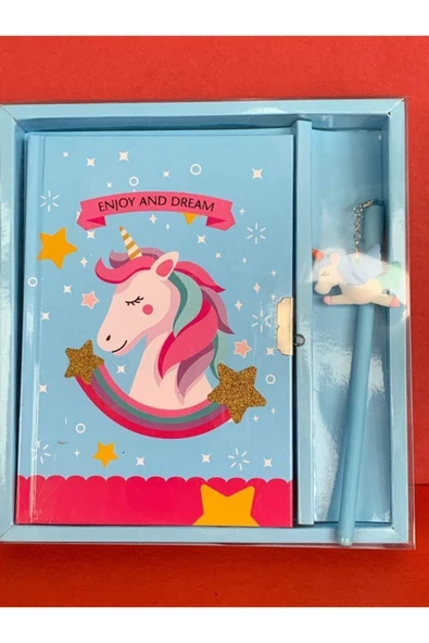 Mikro Kilitli Unicorn Hatıra Defteri Kalemli ürün görseli 1