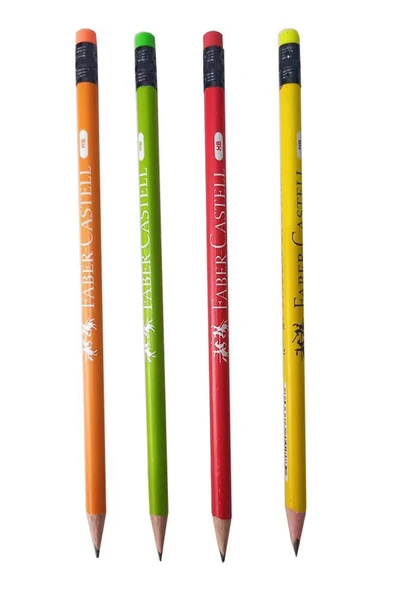 Faber Castell Kurşun Kalem Silgili 4 Adet Şövalye HB Siyah Kurşun Kalem Silgili Kalem Desenli HB Kalem ürün görseli 1
