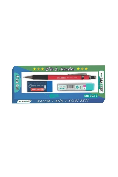 mabber 3'lü Set Kalem Silgi Ve Uç Seti Mb-303 - Resim 2