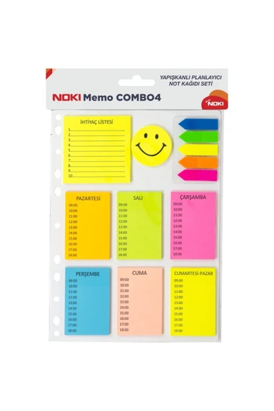 Noki Memo Combo 4 Haftalık Planlı Emojili Planlayıcı 13 Parça Postit ürün görseli 1