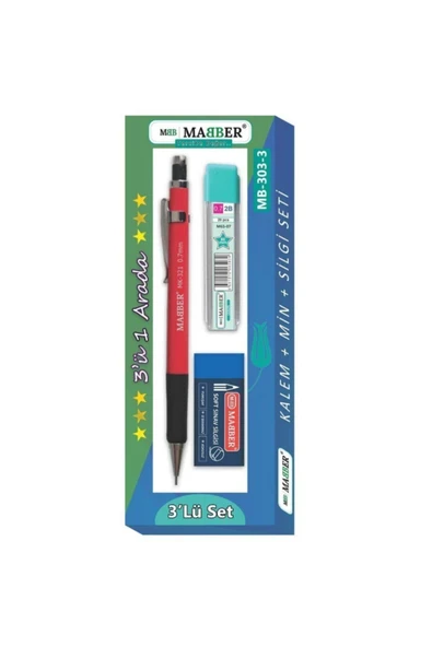 mabber 3'lü Set Kalem Silgi Ve Uç Seti Mb-303 ürün görseli 1