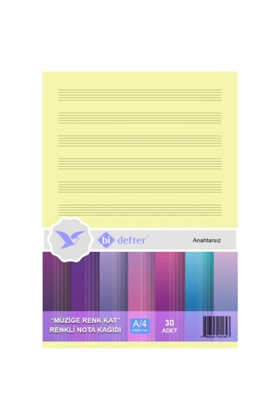 BİDEFTER Anahtarsız Nota Kağıdı - Sarı Renkli Özel Tasarım -1. Sınıf Ofset Baskı "benzersiz Ürün" ürün görseli 1