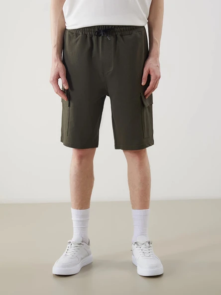 XSIDE Haki Slim Fit Erkek Kargo Şort - Resim 2