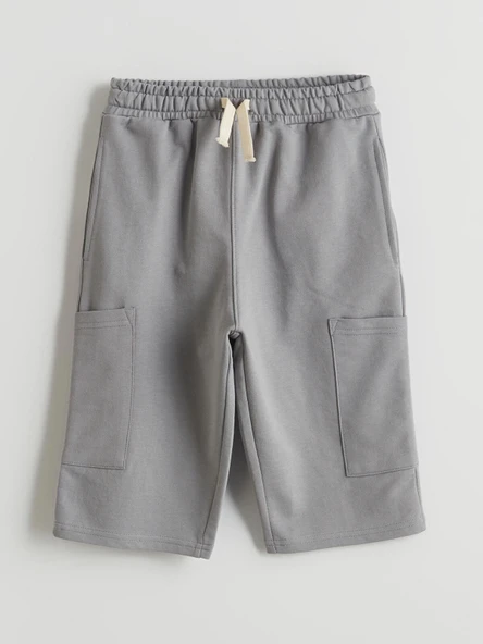 LCW Kids Gri Beli Lastikli Basic Erkek Çocuk Kargo Şort - Resim 2