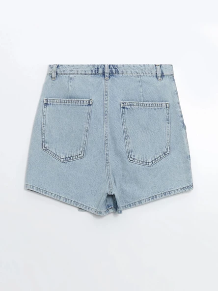 XSIDE Mavi Dar Fit Mini Jean Şort Etek - Resim 8