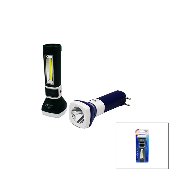 2IN1 1W + COB LED FİŞ ŞARJLI EL FENERİ (5224) ürün görseli 1