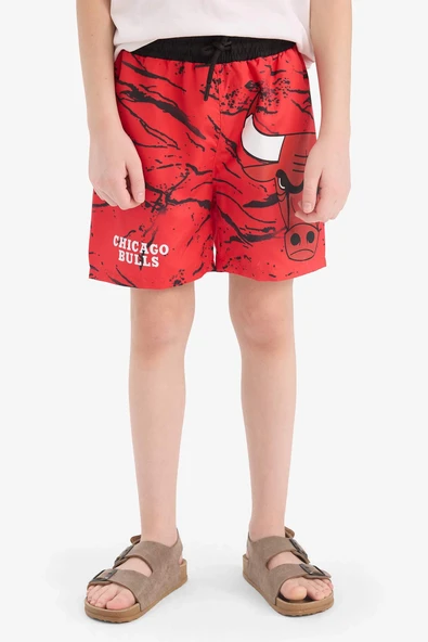Defacto E6484 Kırmızı Erkek Çocuk NBA Chicago Bulls Deniz Şortu ürün görseli 1