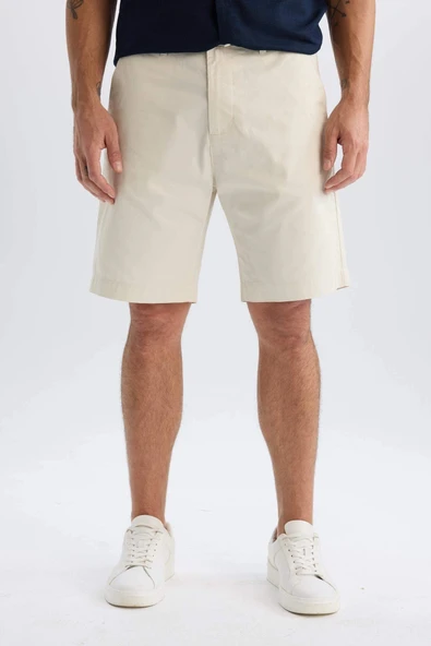 Defacto C7684 Ekru %100 Pamuk Regular Fit Gabardin Bermuda Şort ürün görseli 1