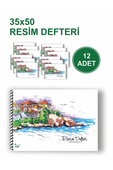 mediart 12'li 35x50 Resim Defteri Spiralli Karton Kapak 35x50 Cm 15 Yaprak Resim Defteri Büyük Boy ürün görseli 1