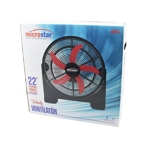 WİNDY 22 İNÇ = 55CM FAN VANTİLATÖR 2İN1=MASA ALTI - DUVARA MONTE 180 DERECE 3-KADEME HIZ 5-PLS.KANAT HC-1045 (5224) ürün görseli 1