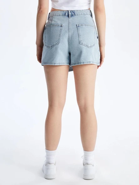 XSIDE Mavi Dar Fit Mini Jean Şort Etek - Resim 6