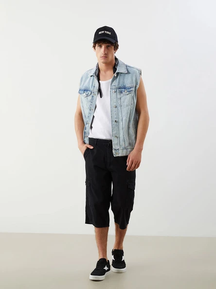LCW Jeans Siyah Standart Kalıp Erkek Jean Şort ürün görseli 1