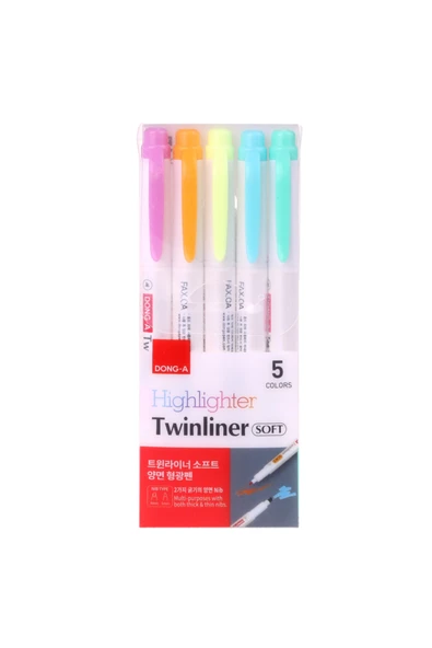 Dong-A Twinliner Soft Fosforlu Çift Taraflı 5 (renk) ürün görseli 1