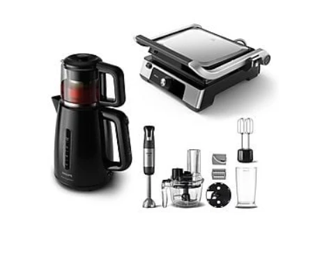 Philips 3'lü Çeyiz Seti (HD6301/90 Tost Makinesi + HD7301/00 Çay Makinesi + HR2695/01 Blender Seti) ürün görseli 1