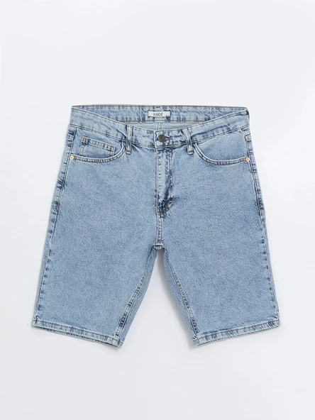 XSIDE Indigo Standart Kalıp Erkek Jean Şort - Resim 5