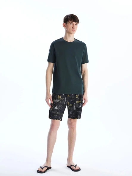 LCW SWIMWEAR Antrasit Diz Hizası Boy Desenli Erkek Deniz Şortu ürün görseli 1