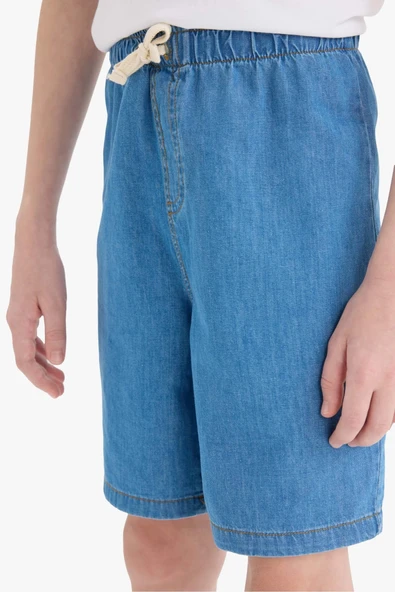Defacto D8575 Mavi Erkek Çocuk Jean Şort - Resim 4