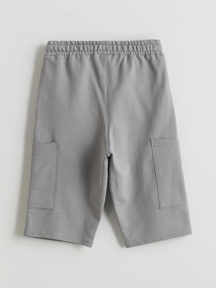 LCW Kids Gri Beli Lastikli Basic Erkek Çocuk Kargo Şort - Resim 4