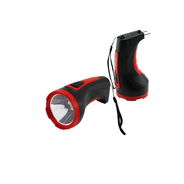 3W TEK LED BOMBELİ GÖVDE FİŞ ŞARJLI EL FENERİ UZUN MESAFELİ (5224) ürün görseli 1