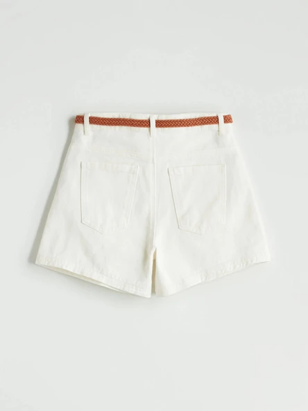 LCW Kids Ekru Basic Kız Çocuk Jean Şort - Resim 3