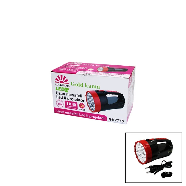 15 LED  FİŞ ŞARJLI EL FENERİ ROJEKTÖR GK-7775 (5224) ürün görseli 1