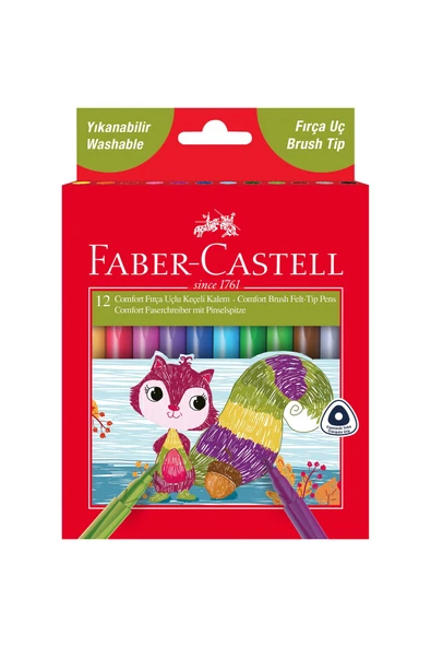 Faber Castell Faber-castell Comfort Yıkanabilir Fırça Uçlu Keçeli Kalem 12'li ürün görseli 1