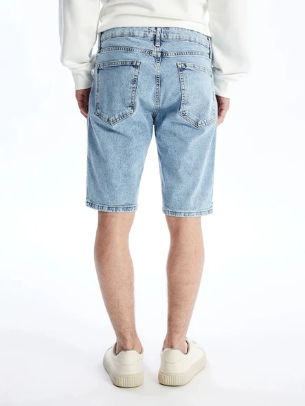 XSIDE Indigo Standart Kalıp Erkek Jean Şort - Resim 4