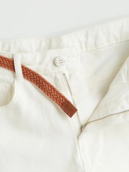 LCW Kids Ekru Basic Kız Çocuk Jean Şort - Resim 2