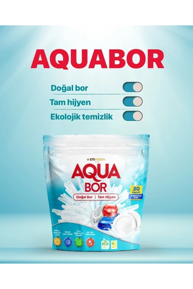 Aquabor Bulaşık makinesi Tableti 30 Lu Doğal Bulaşık Makinesi Tableti. ürün görseli 1