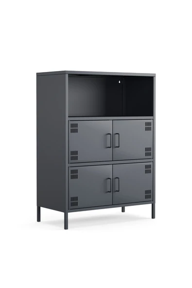 Furni24 Pera Metal Çok Gözlü Dolap, 4 Kapaklı, Açık Raflı 80,50 x 40 x 109,50 cm ürün görseli 1