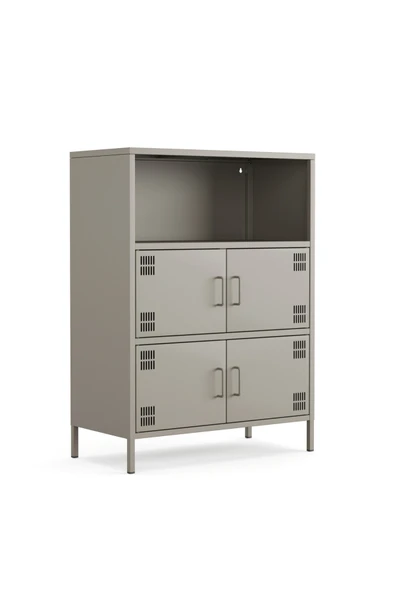 Furni24 Pera Metal Çok Gözlü Dolap, 4 Kapaklı, Açık Raflı 80,50 x 40 x 109,50 cm ürün görseli 1