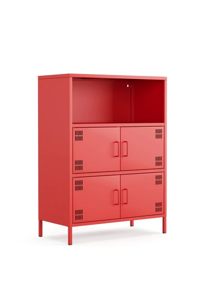 Furni24 Pera Metal Çok Gözlü Dolap, 4 Kapaklı, Açık Raflı 80,50 x 40 x 109,50 cm ürün görseli 1
