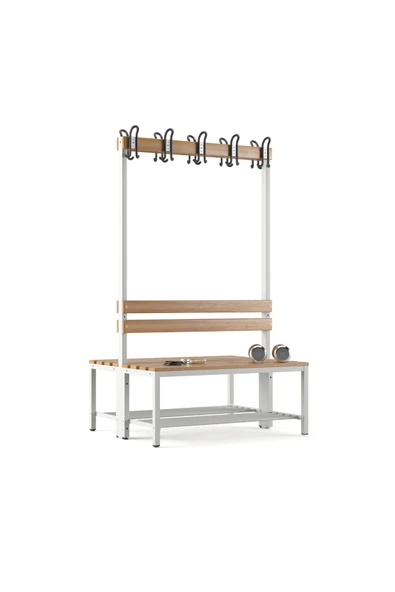 Furni24 Ayakkabılıklı 4 ayaklı çift taraflı bank,  kanca şeritli bank, 10 kanca, 100x85x170 cm, Spor bankı ürün görseli 1