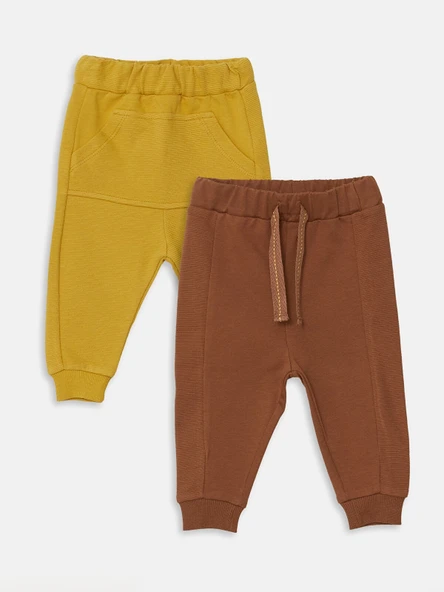 LCW baby Sari Beli Lastikli Basic Erkek Bebek Pantolon 2'li ürün görseli 1