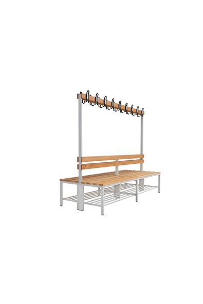 Furni24 Ayakkabılıklı 6 ayaklı çift taraflı bank,  kanca şeritli bank, 18 kanca, 200x85x170 cm, Spor bankı ürün görseli 1