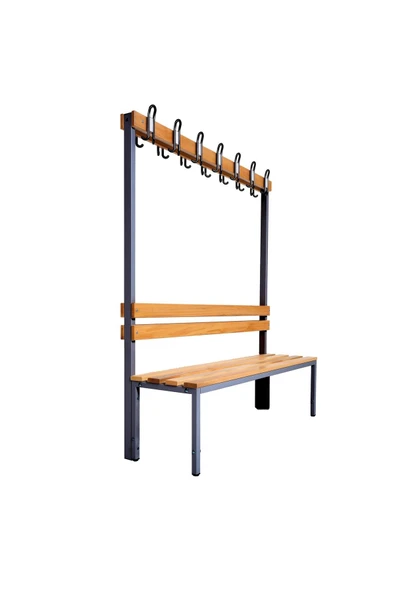 Furni24 Ayakkabılıksız 4 Ayaklı Tek Taraflı Bank, 7 Adet Kanca, 150x43x170 Cm, Vestiyer Bankı, Spor Bankı ürün görseli 1