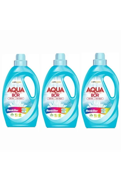 AQUABOR SIVI ÇAMAŞIR DETERJANI RENKLİLER İÇİN 3 ADET 99 YIKAMA DOĞAL MİNERALLİ. ürün görseli 1