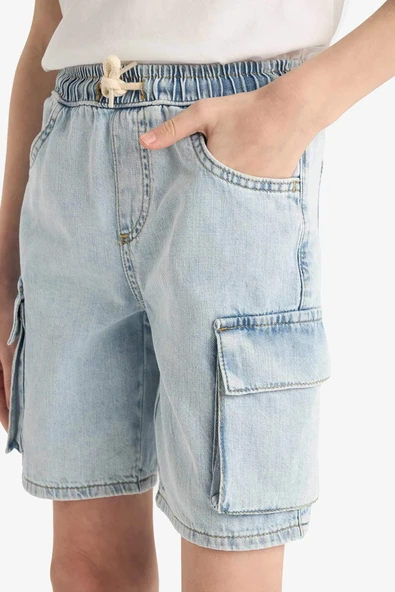 Defacto D8566 Mavi Erkek Çocuk Jean Şort - Resim 6